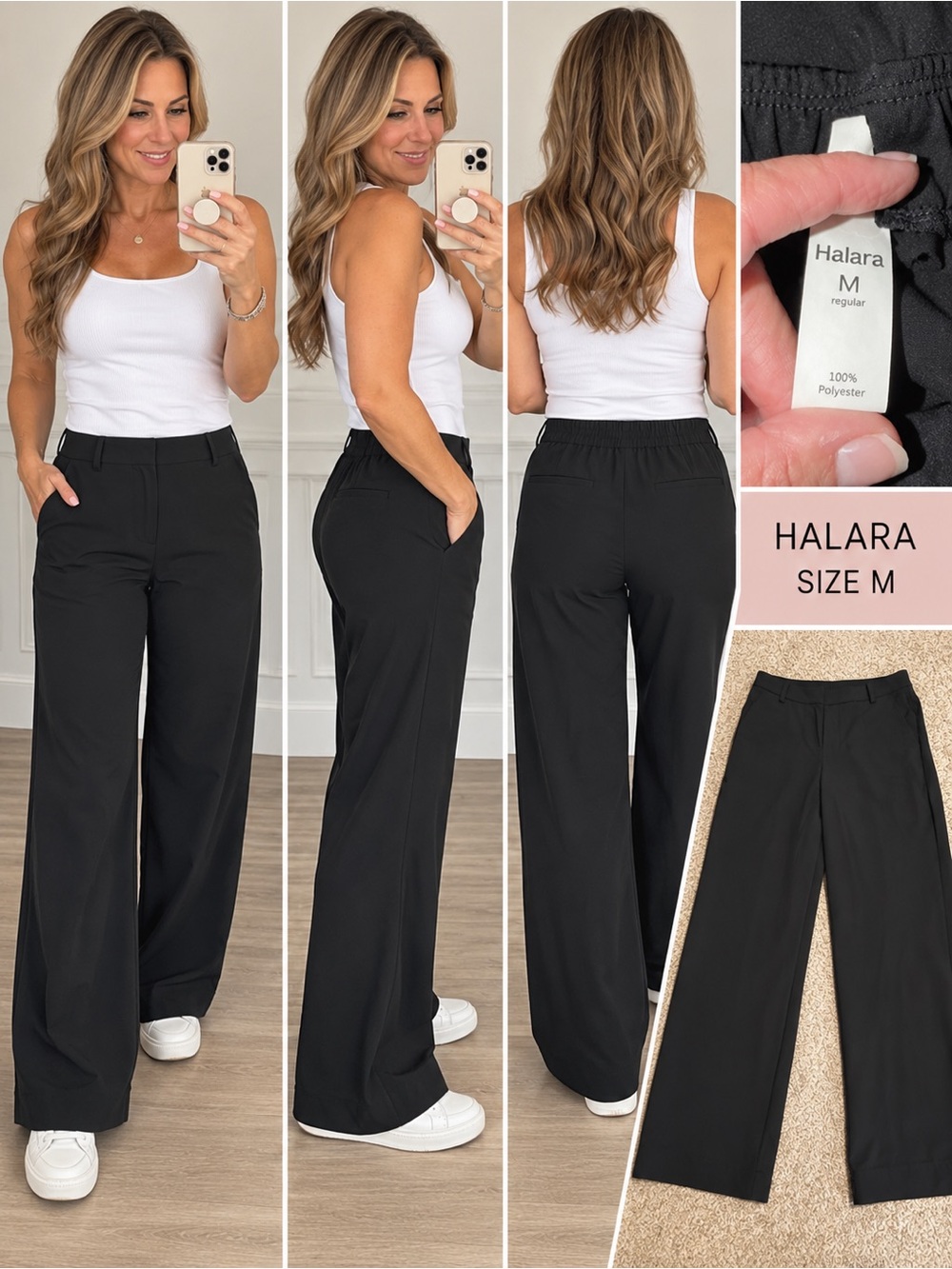 HALARA Black Wide-Leg Pull-On Pants